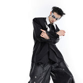 Contrast Color Split Tie Shirt Double Layer Design Sense